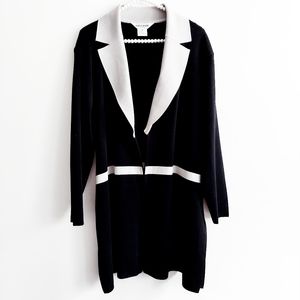 Exclusively Misook Woman Colorblocked Open Front Cardigan